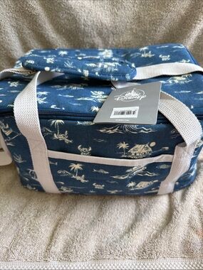 Disney Navy Tropical Print Leilo & Stitch Cooler Bag with White Straps Insulated